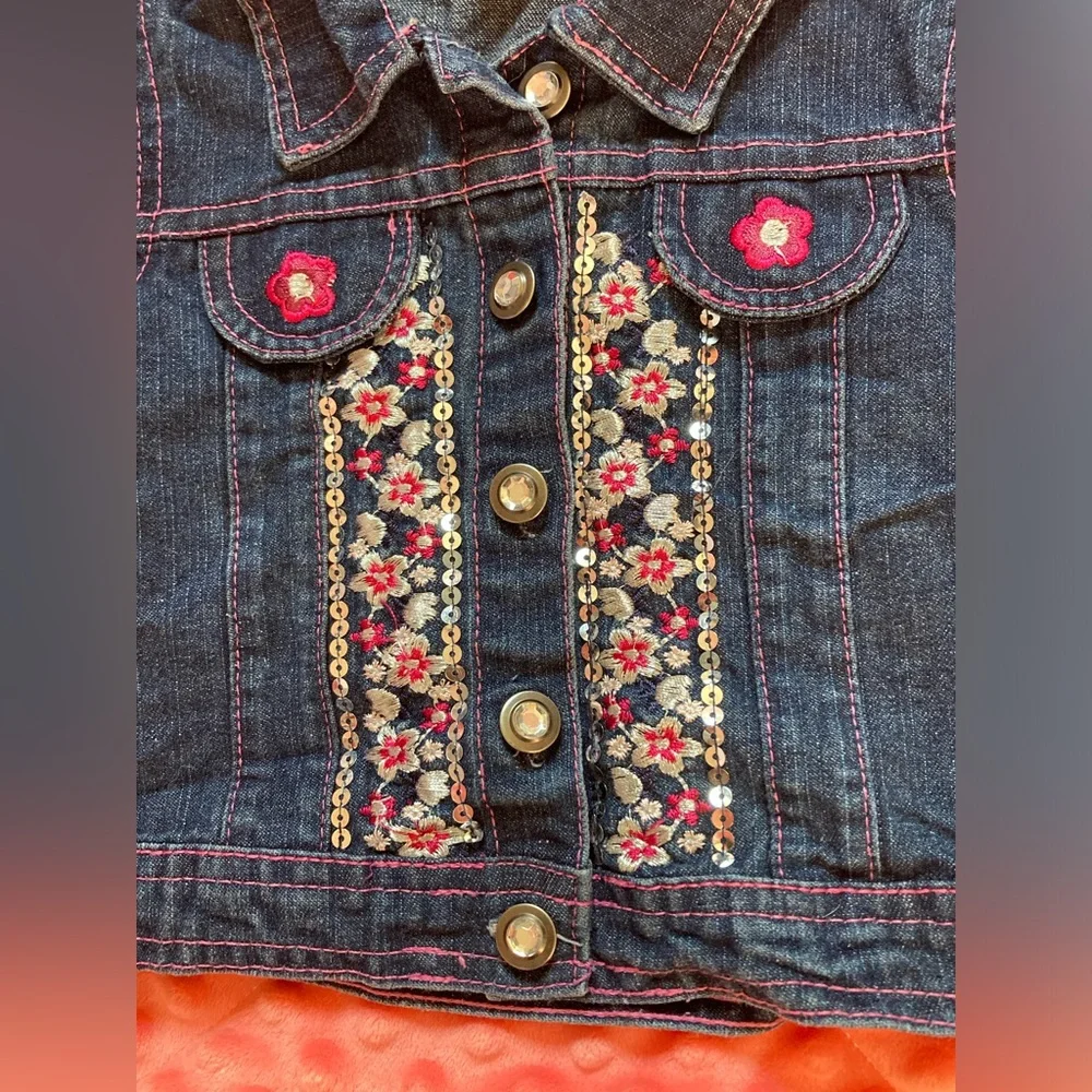 Flowered jean jacket